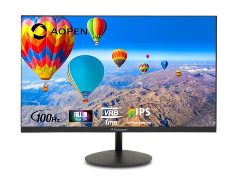 Image of AOPEN 27SA2 EBI 27 inch IPS Full HD (1920 x 1080) Zero-Frame Gaming Office Monitor | AMD FreeSync Technology | Ultra-Thin Stylish Design | 100Hz | 1ms TVR | Low Blue Light | Tilt | HDMI & VGA Ports| Black