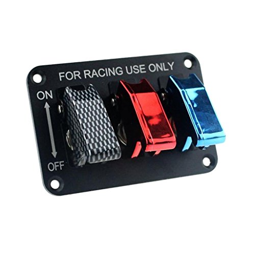 Backbayia - Interruptor basculante de tres paneles de fibra de carbono con interruptor basculante Cover