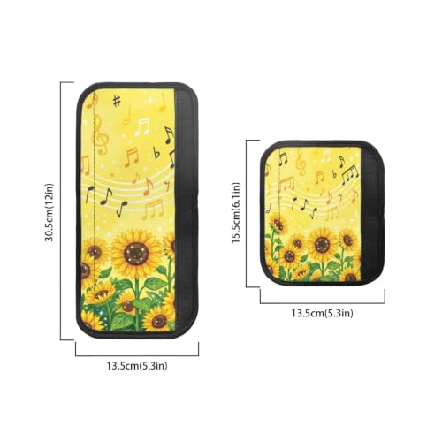 Image of Fridge Door Handle Covers Set of 6 Kitchen Appliance Decor Handles Glove Anti-Slip Protectors Washable Fabric Refrigerator Decor Accessories, Sunflower Musical Note Yellow