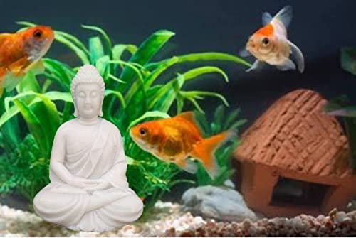 Image of New Handcrafted Dhyan Buddha Statue Aquarium Pond Fountains and Water or Fish Tank Meditation Buddha Statue Lord Figurine Idol Gift Items (White)