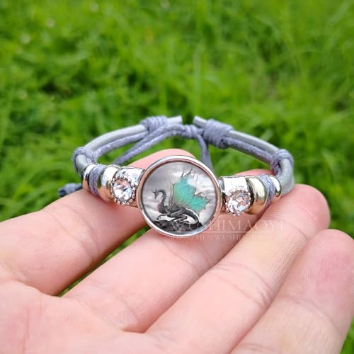 WUSHIMAOYI Blue Wing Dragon bracelet Dragon jewelry Braid Leather bracelet Gifts Customize Your Own Style2