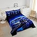 Feelyou Kids Boys Sports Comforter Set - Full Size Blue Race Car Comforter for Kids Teens Room Decor - Extreme Sports Theme Bedding Set - Cool Speed Luxury Car Decor Quilt Set - Soft for All Season