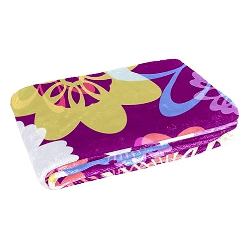 Couverture douce lit et camping motif fleuri abstrait 150x100 - 3
