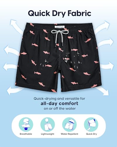Image of maamgic Mens Swim Trunks 5 Inch with Mesh Lining, Quick Dry Mens Bathing Suit, Swim Shorts for Swimming and Beach