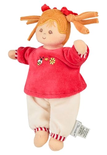 Sterntaler 3001570 Spielpuppe Magdalena, Integrierte Rassel, Alter: Für Babys ab der Geburt, 23 cm, Rot/Beige