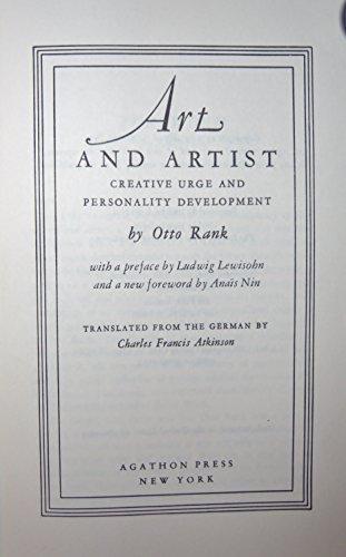 Art and Artist: Creative Urge and Personality D... 0875860109 Book Cover