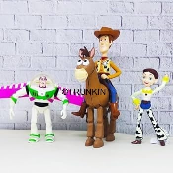 Image of Trunkin Toys Set of 4 Action Figures - Woody, Lightyear, 15 cm | PVC Collectible Toys Buzz Figurine Miniatures