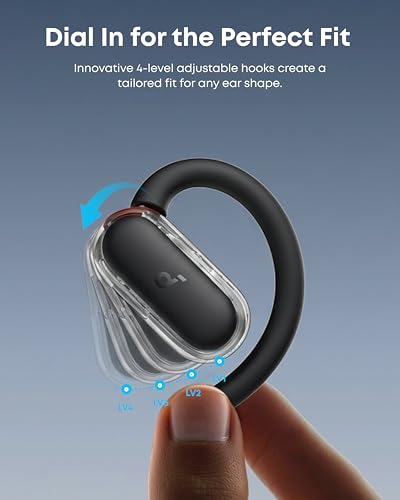 soundcore V40i by Anker, Open-Ear Earbuds, Clear Design, Lidless Case, 4 Adjustable Positions for Every Ear Size, Richer Bass, IP55, 21H Playtime, AI Clear Calls, Bluetooth 5.4, App Control