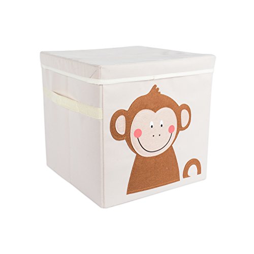 DII Nursery Storage Bin for Toys, Clothing, Books, Cube Organizers (13 x 13 x 13), Monkey, w/Lid
