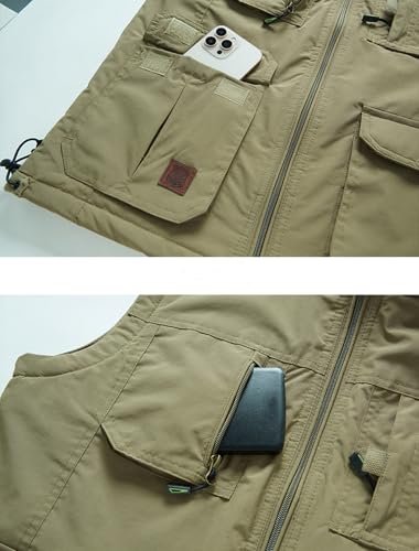 Image of Men's Casual Lightweight Vest Fleece Lined Windproof Warm Sleeveless Jacket