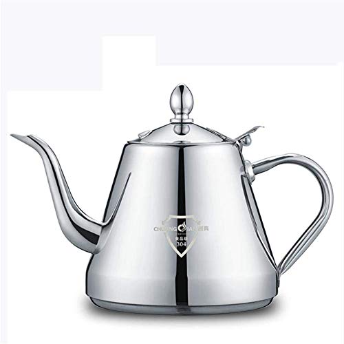 Verdickung Lebensmittelqualität 304 Edelstahl, Gas, Induktionsherd, Flacher Topf, Haushaltsteekanne (1,2 l), für Zuhause, Büro, Außenbereich