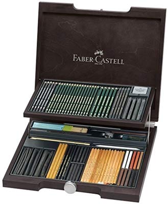 Faber Castell Koffer aus Holz mit komplettem Pitt und Zubehör