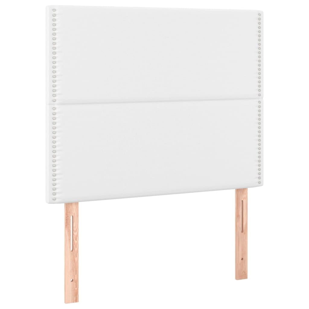 vidaXL 2X Cabeceros Dormitorio Cabezal Estructura Cama Tapizado Adorno Decoración Habitación Casa Hogar Cuero Sintético Blanco 90x5x78/88 cm