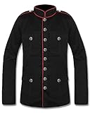 Gothic Steampunk Military Army Officer Style Pea Coat Jacket Black