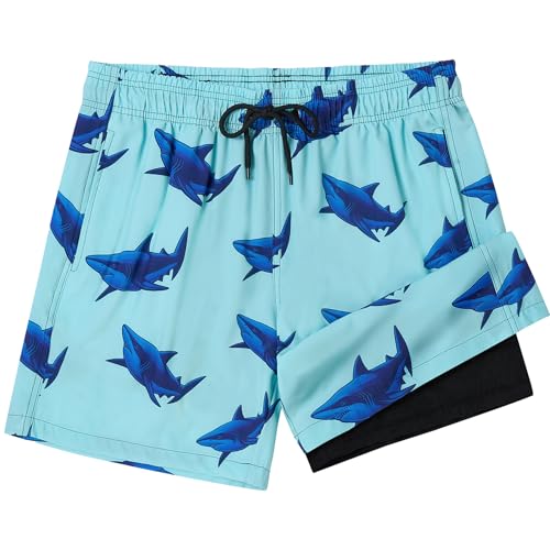Mens Swim Trunks with Compression Liner Quick Dry Swim Shorts Bathing Suit Swimsear 2 in 1 Beach Board Shorts2