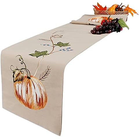 Runners Pumpkin Fall Thanksgiving Embroidered Cover