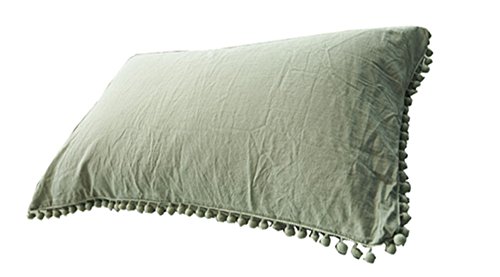 Meaning4 Pompons Taie d'oreiller Coton Vert 48x74CM Cover
