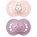 MAM Original Matte Pacifier (2 Pack, 1 Sterilizing Pacifier Case), Pacifiers 16 Plus Months, Baby Girl Pacifier, Best Pacifiers for Breastfed Babies, Sterilizing Storage Case