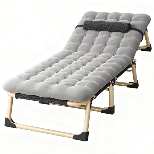 Cama de Camping Ultraligera con Alfombrillas Antideslizantes, Camas Portátiles para Invitados, Cama Resistente con Almohada para Adultos en Viajes al Aire Libre, Soporta 290 Kg