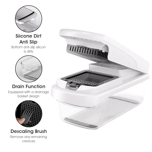 Dadajipo Vegetable Chopper, 7-Blade Onion Dicer, Slicer & Mincer with Container, French Fry Cutter, Kitchen Gadgets & Home Essentials, Food Chopper for Salad & Meal Prep (14-in-1 White and Black) - Image 3
