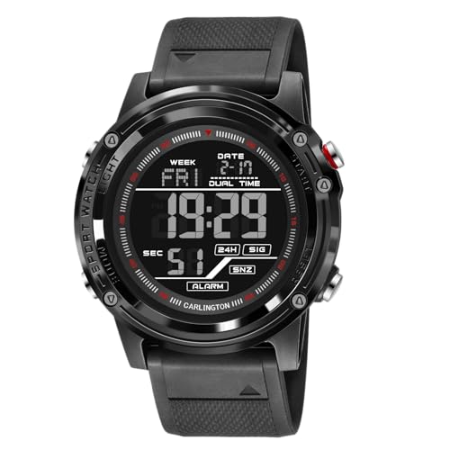 Image of Carlington Velocity Series Analog-Digital Sports Watches for Men and Boys with Alarm, Stopwatch, Backlit Display, Dualtime, Silicone Rubber Strap, Water & Shock Resiatant - CT 8125