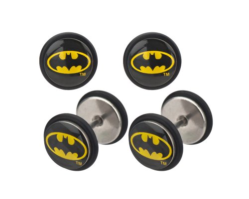 DC Comics Batman Logo Fronts Screw Back Earrings
