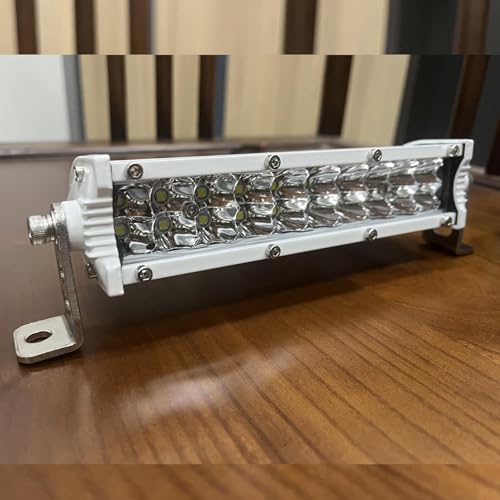 Image of 7 Inch Slim Light Bar for Boat Truck, 60W 6000lm Marine Waterproof LED Small Light Bars, 12V-60V LED Spotlights for ATV UTV RV RZR Trailer Fishing Driving, 1 Pack White Housing