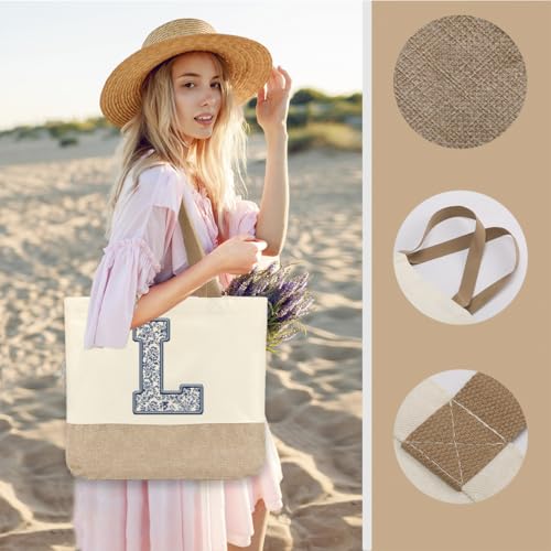 Bolso Tote de Lona Inicial Personalizado para Mujer miniatura 4