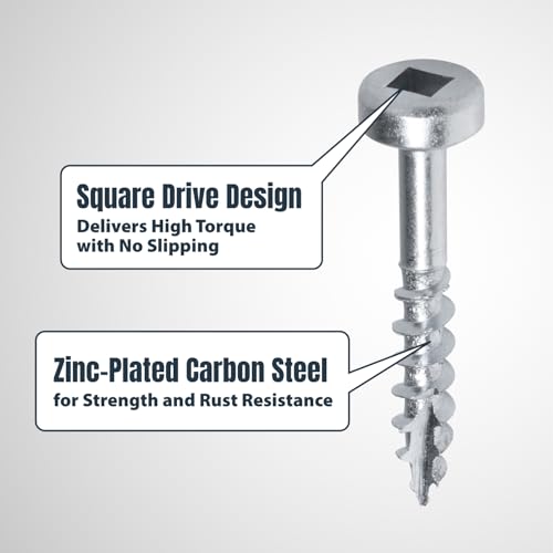 Image of POWERTEC 200 PK Pocket Hole Screws, Pan-Head, #2 Square Drive, 1 inch Coarse Thread for Pocket Hole Jig, Drawer & Picture Frame (72261)