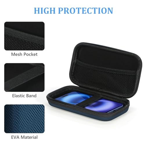 Image of Portable Storage Case for Charging Cable, Power Bank, Hard Drive, Cell Phone, External Battery - Small Travel Case with Mesh Inner Pocket + Zipper Enclosure (Grey Blue)