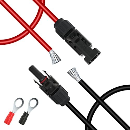 GELRHONR 14AWG Solar Panel Extension Bare Wire with Female and Male Connector Solar Panel Wiring Pigtail Cable Adapter for Solar Panels-(Red+Black) (14AWG 1M/3.2FT M/F)