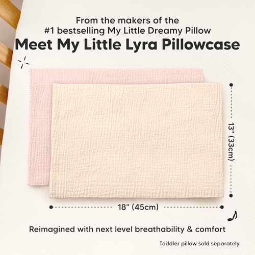 Image of KeaBabies Cotton Muslin Toddler Pillowcase 13x18 Only, 2-Pack (Cameo) | Organic Cotton Muslin Pillow Case for Kids, Girls, Boys, Small Travel Size Cover, Soft,Breathable Toddler Pillow Not Included