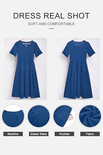 Image of STYLEWORD Womens Summer Casual Short Sleeve Flowy Midi Beach Dress