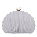 Milya Damen Muschel Clutch Abendtasche Glitzer Handtasche Kiss Lock Umhängetasche Partytasche Schultertasche mit Kette