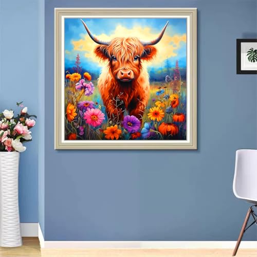 ijbnhd 5D Cow Diamond Painting Art Kits, Highland Cow, 14x14inch - image 3