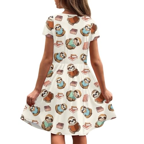 Image of Short Sleeve Dress for Girls with Pockets Cute Toddler Girl Clothes Summer 2-12