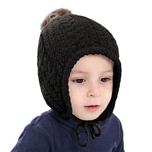 Bamery Crochet Baby Beanie Earflaps Toddler Girl Boy Knit Infant Hats Warm Cap Lined Polyester2