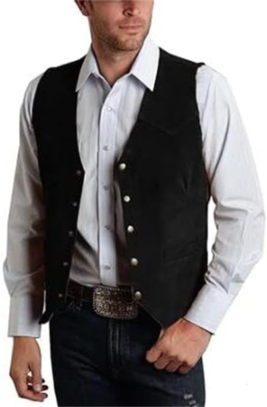 Gilet en daim pour hommes fini les tenues ternes grâce au style rétro chic boutonné