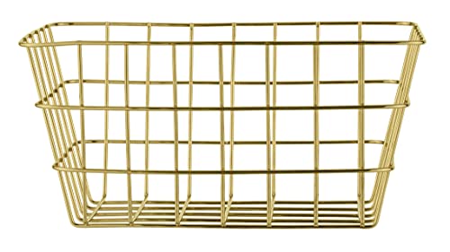 WENKO Badkorb Viana Gold, glamouröser Aufbewahrungskorb im angesagten Metall-Look in Gold, offenes Drahtdesign, hält Kosmetik, Bürste, Handtücher, etc. griffbereit, aus Metall, 18 x 25 x 12 cm