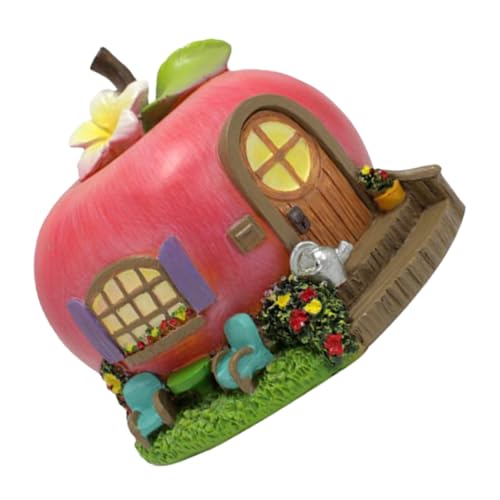 Gatuida Adornos de la casa de Manzana Casas Miniaturas decoración del hogar Mini casa diminuto decoración de Mini Puertas Mini Adorno de pabellón casa de Hadas del jardín Resina