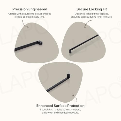 Image of LAPO 18 Inch Long Handles for Office, Stainless Steel Pulls for Drawer and Storage Unit, Comfortable Grip Edge, Rust Resistant Surface, Hole to Hole Size 45 cm, Quick Setup (450mm, Black, Pack of 6)
