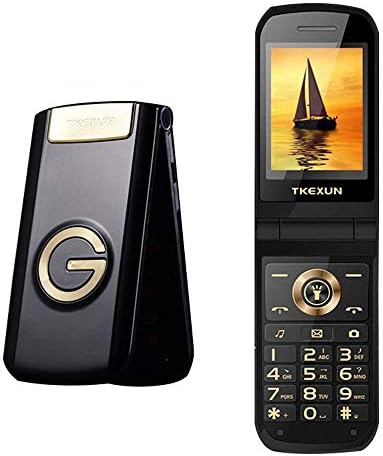 Peedeu GSM Unlocked Flip Phone, 2.6-inch Dual SIM Cell Phone, Quad-Band 2G Compatible with All GSM Networks Worldwide, Mobile Phone for Seniors Elders, Gold (Black)