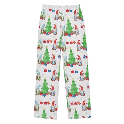 Gnome and Xmas Trees Boys Long Pants Soft Trousers Elastic Waist Kids Lounge Bottoms with Pockets S-XL
