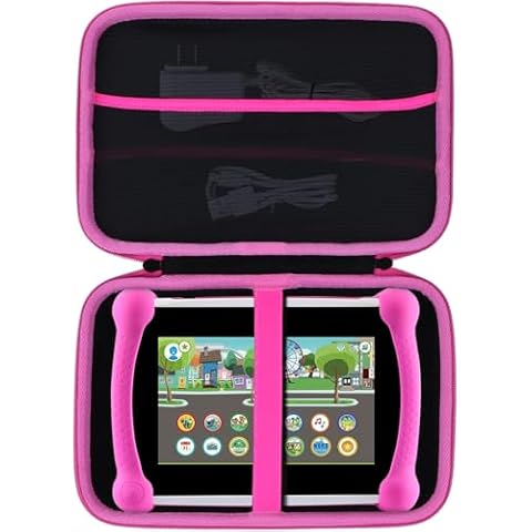 Lebakort Storage Case Compatible with Leapfrog LeapPad Academy/LeapPad Ultimate/Epic Academy Edition 7-Inch Touchscreen Learning Tablet (Black + Pink Case) Cover