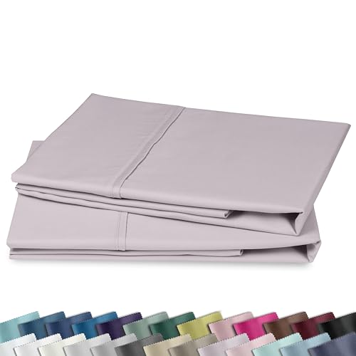 Image of California Design Den Standard Queen Size Pillowcase Set - 400 Thread Count, 100% Cotton Sateen, Set of 2 Pillow Covers, Soft and Breathable - Dusky Lavender Grey