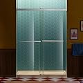 Woodbridge 56-60" W x 80" H Frameless Double Sliding Shower Door with Tempered Glass & Explosion Proof Film in Brushed Nickel Finish