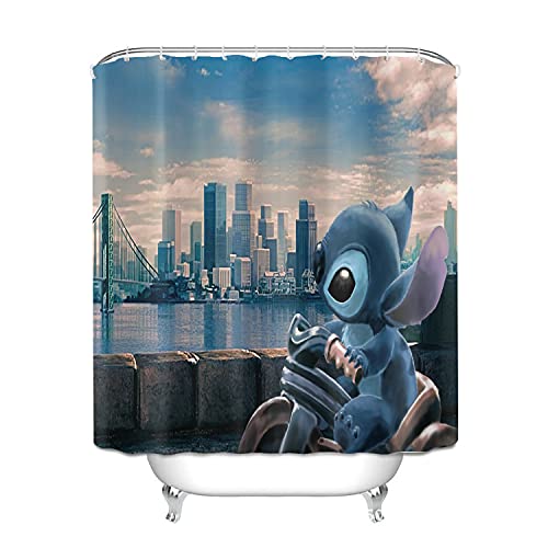 LKFFHAVD Anime Lilo & Stitch Duschvorhang 120x200 180x180, Cartoon Lilo Und Stitch Bunt Shower Curtains Wasserdicht, Dekorieren Sie Ihr Badezimmer (180 * 180CM,22) Cover