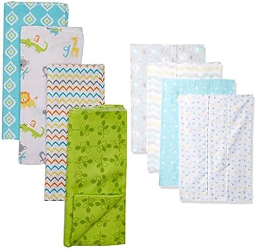 Luvable Friends Boy Cotton Flannel Burp Cloth 8-Pack, ABC Basic Elephant