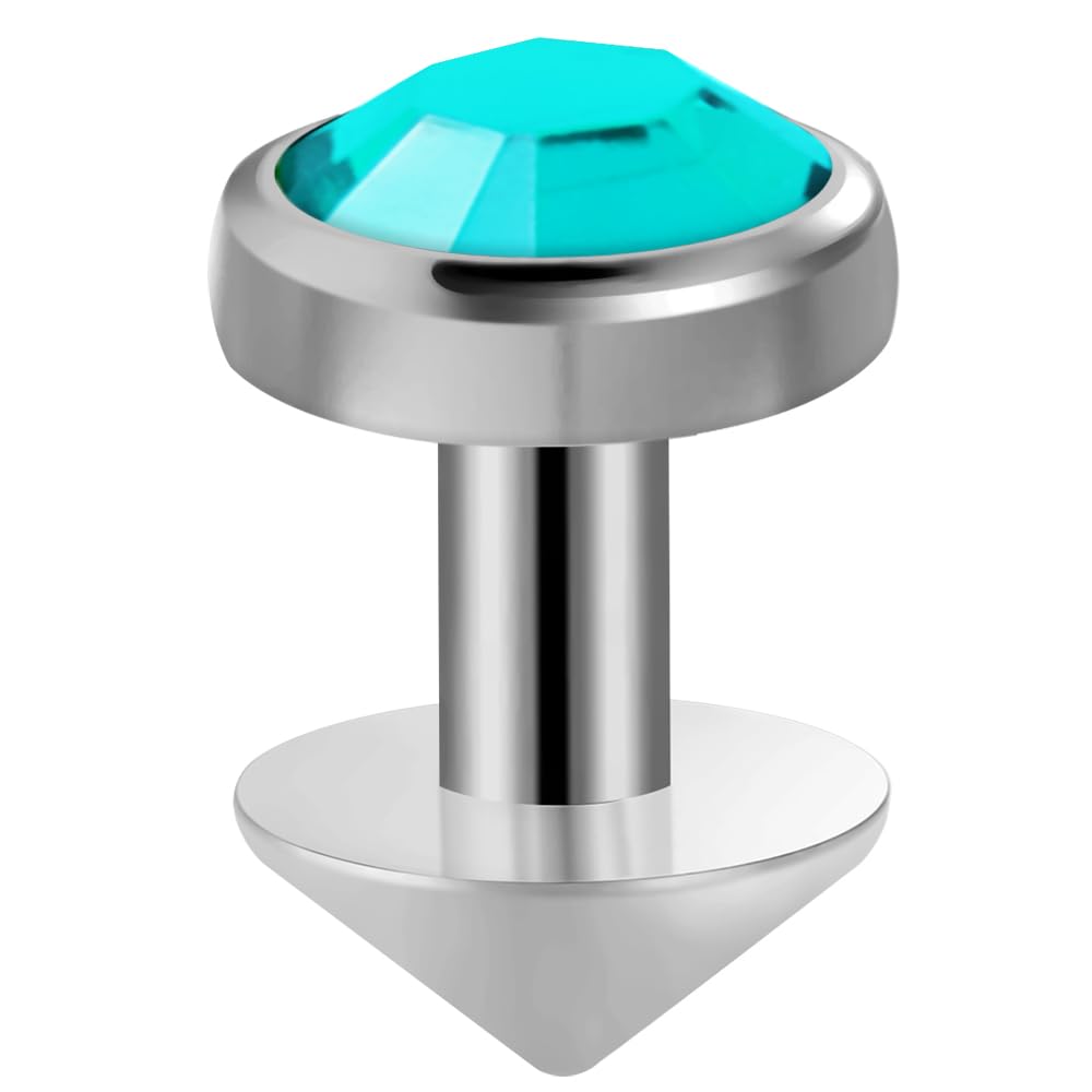 AZARIO London Light Blue Crystal Stone G23 Grade Titanium Micro Dermal Driver Piercing Jewellery