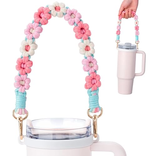 Image of Water Bottle Handle Strap for Stanley Cup, Owala and Most 12-40oz Bottles | Handle Strap for Hydro Flask, for HydroJug, Easy To Carry, Boho Hand-Woven, for Commutes, Outdoor Use